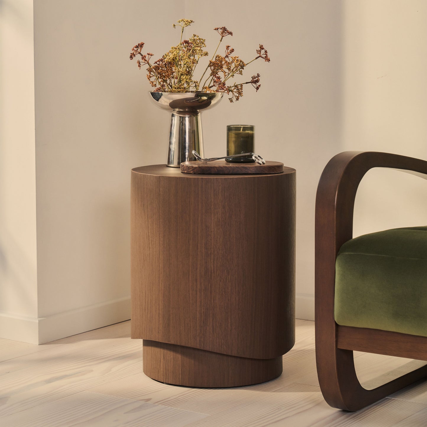 Magna - Dark Wood Wave Side Table