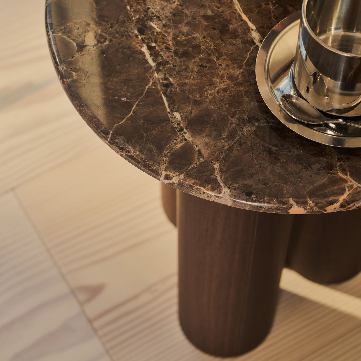 Trivium - Dark Emperador Round Dark Wood Premium Side Table