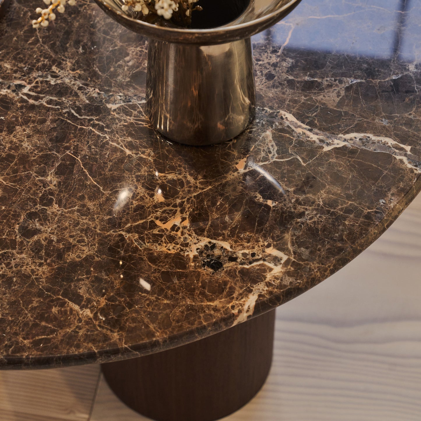 Trivium - Dark Emperador Round Dark Wood Premium Coffee Table