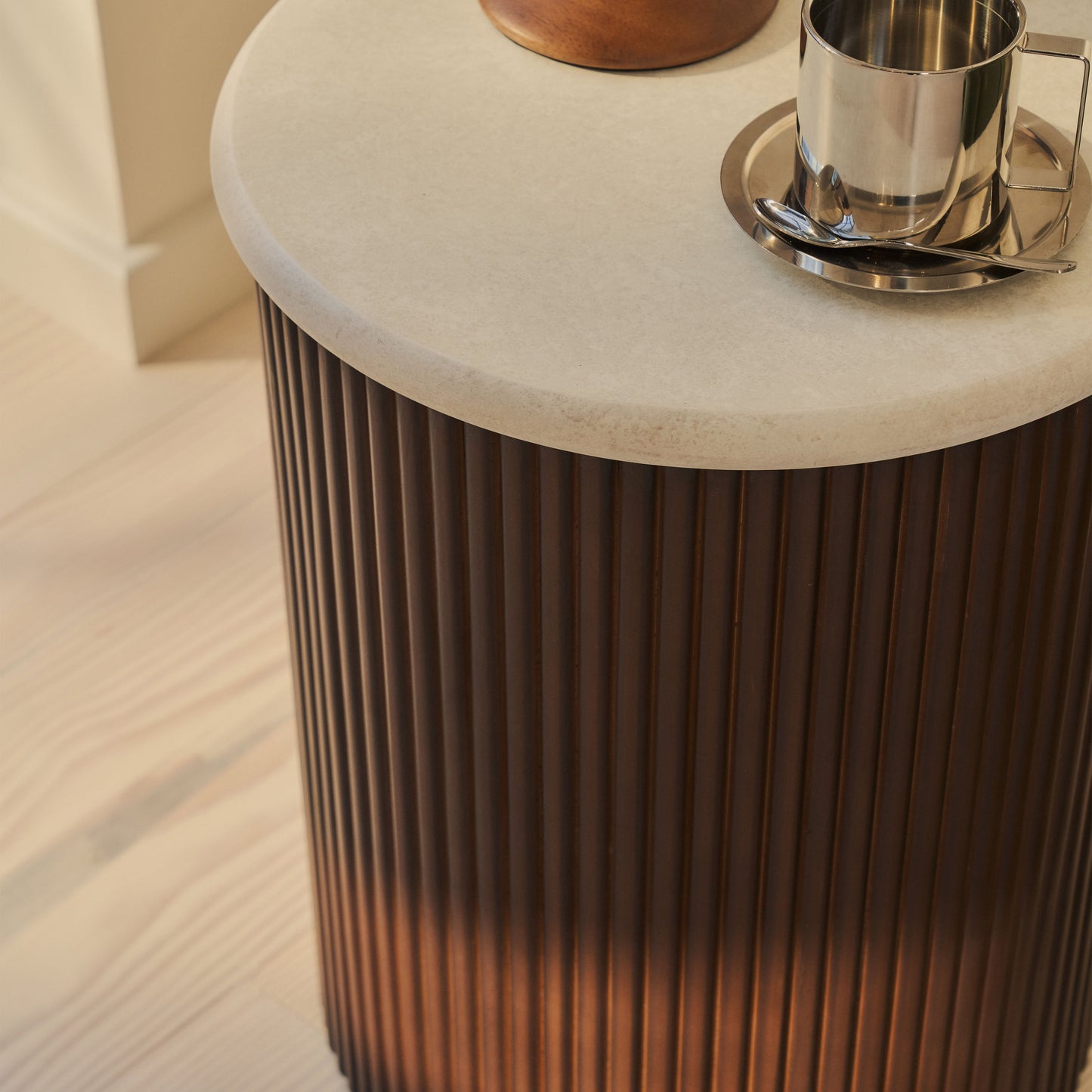 Cove - Dark Wood Ribbed Side Table