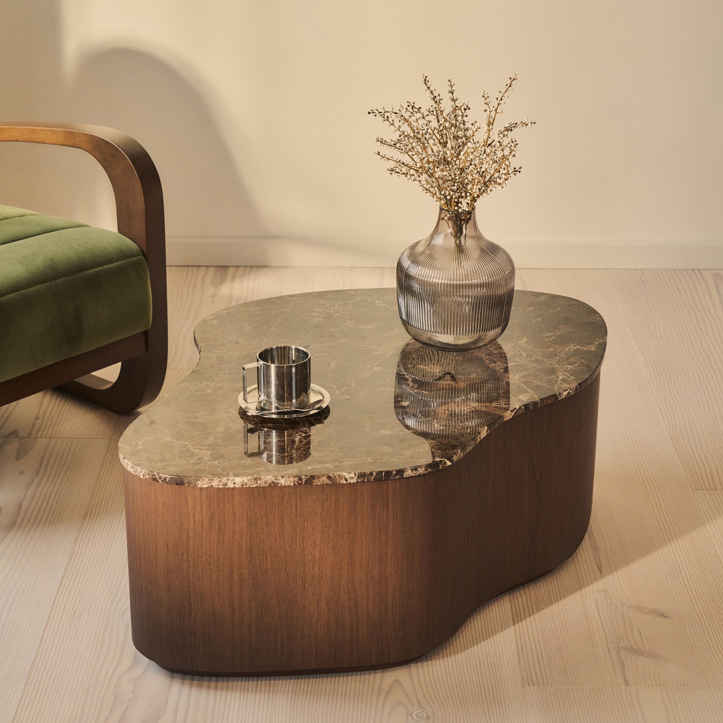 Arlo - Dark Emperador Irregular Dark Wood Premium Coffee Table