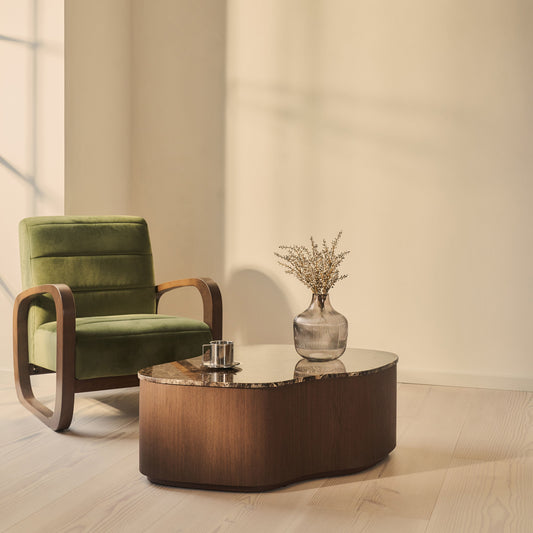 Arlo - Dark Emperador Irregular Dark Wood Premium Coffee Table