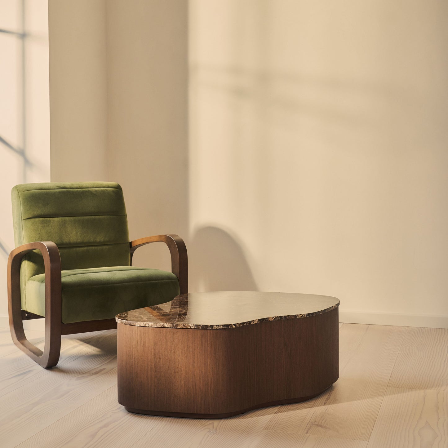 Arlo - Dark Emperador Irregular Dark Wood Premium Coffee Table