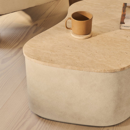 Arlo - Beige Travertine Irregular Concrete Premium Coffee Table