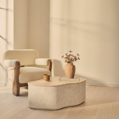 Arlo - Beige Travertine Irregular Concrete Premium Coffee Table