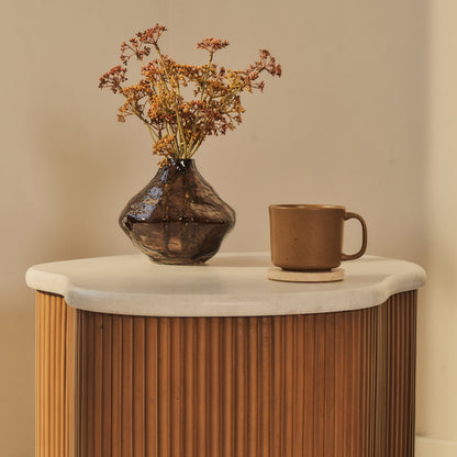 Cove - Warm Wood Ribbed Irregular Side Table