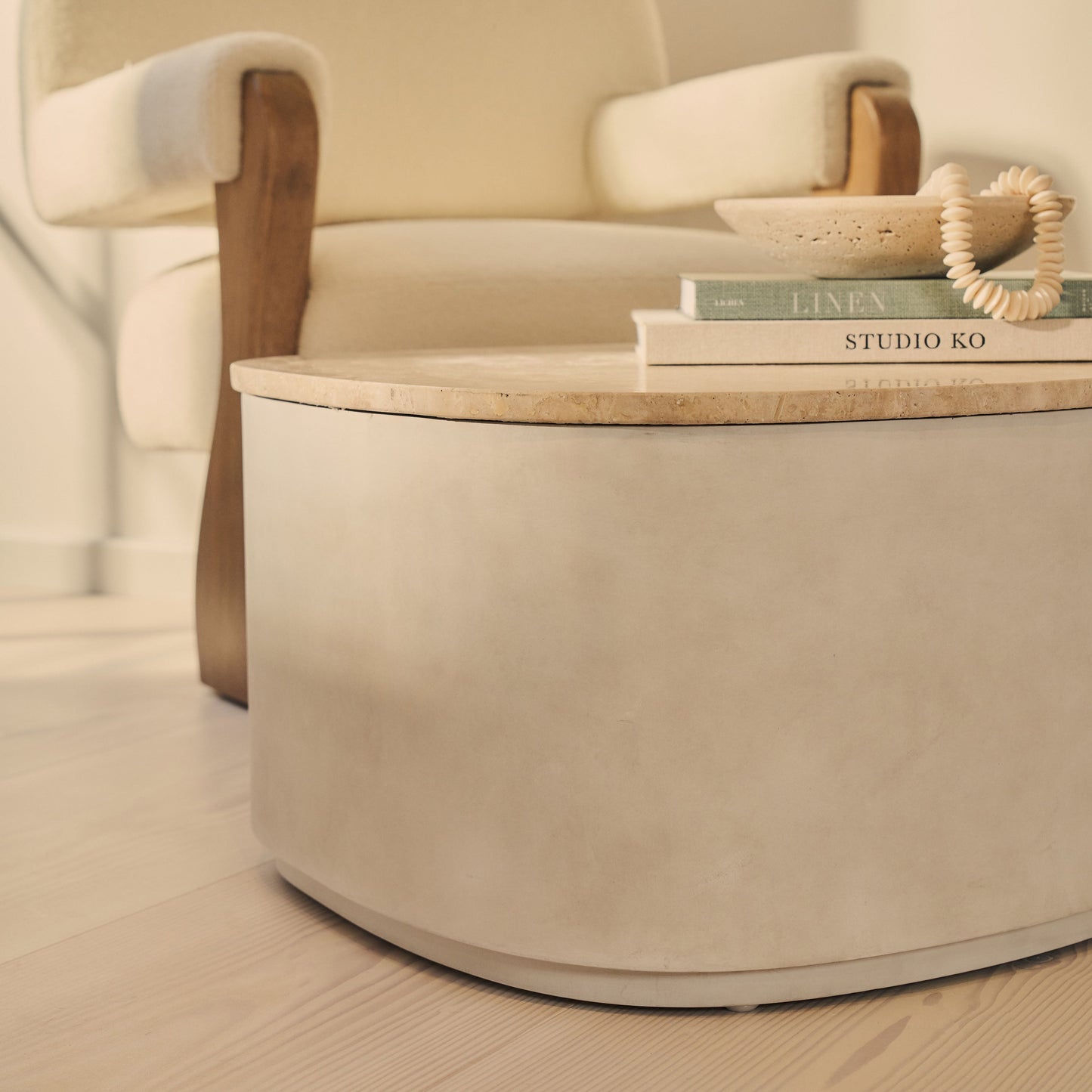 Arlo - Beige Travertine Irregular Concrete Premium Extra Large Coffee Table