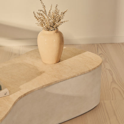 Arlo - Beige Travertine Irregular Concrete Premium Extra Large Coffee Table