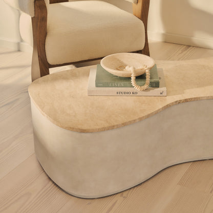 Arlo - Beige Travertine Irregular Concrete Premium Extra Large Coffee Table