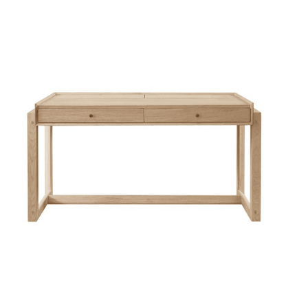 Offset Solid Oak Desk - Oak