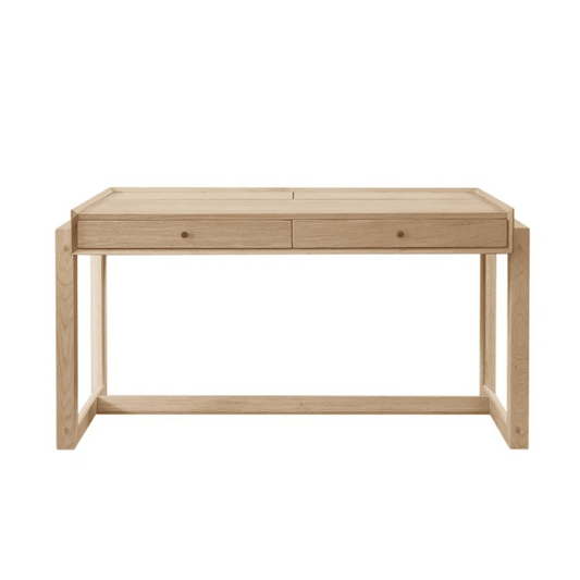 Offset Solid Oak Desk - Oak
