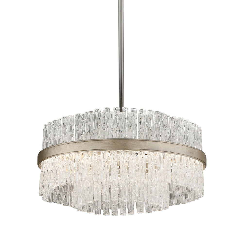 Chime Chandelier - Silver Leaf & Polished Stainless Steel