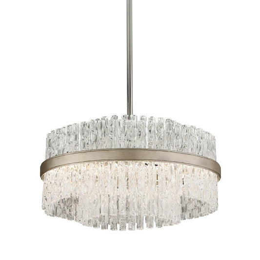 Chime Chandelier - Silver Leaf & Polished Stainless Steel