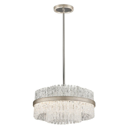 Chime Chandelier - Silver Leaf & Polished Stainless Steel