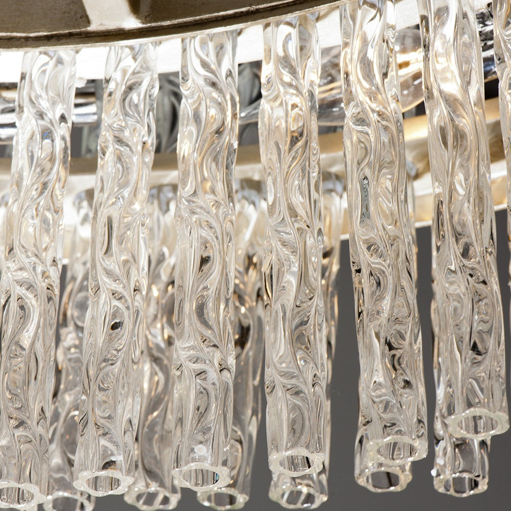 Chime Chandelier - Silver Leaf & Polished Stainless Steel