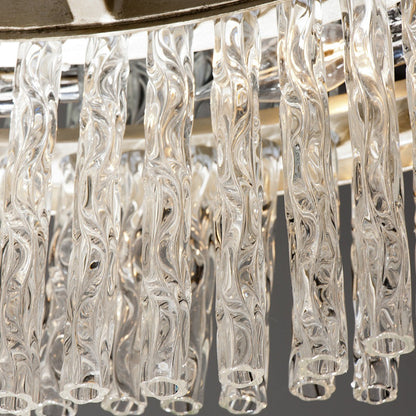 Chime Chandelier - Silver Leaf & Polished Stainless Steel