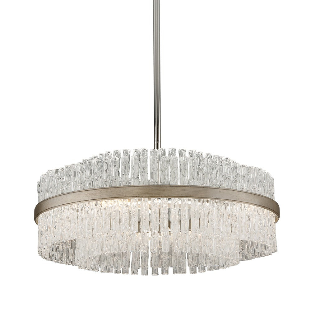 Chime Chandelier - Silver Leaf & Polished Stainless Steel
