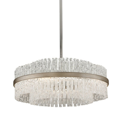 Chime Chandelier - Silver Leaf & Polished Stainless Steel