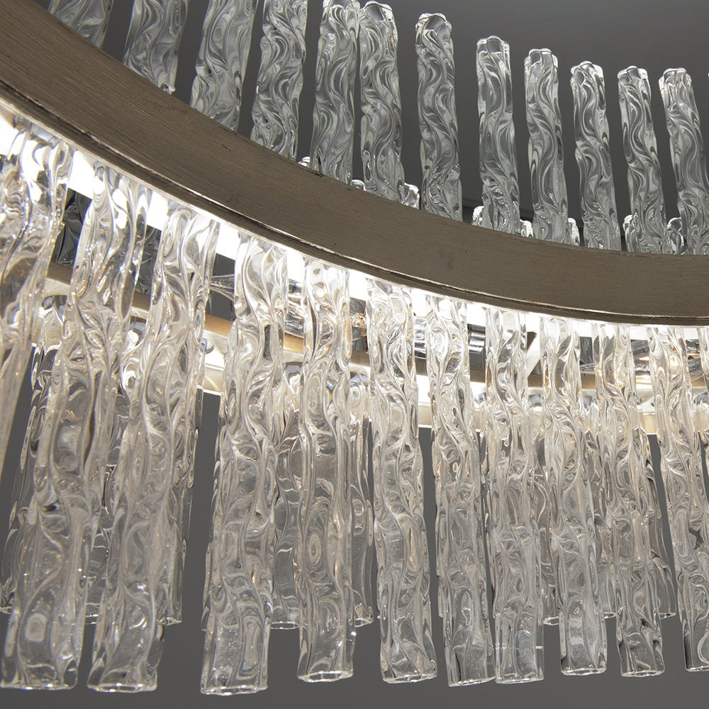 Chime Chandelier - Silver Leaf & Polished Stainless Steel