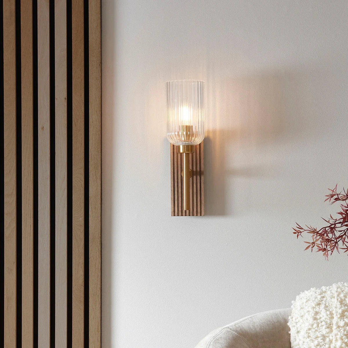 Grove Wall Light - Dark Beechwood & Brass