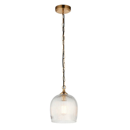 Ashcroft Ribbed 1 Pendant Light - Brushed Aged Brass