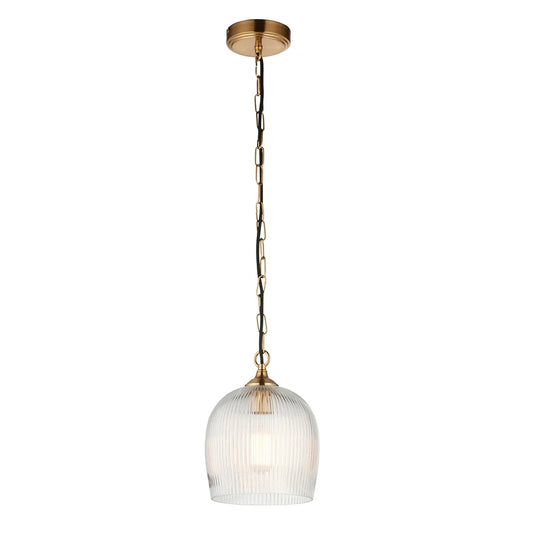 Ashcroft Ribbed 1 Pendant Light - Brushed Aged Brass