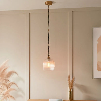 Ashcroft Ribbed 1 Pendant Light - Brushed Aged Brass