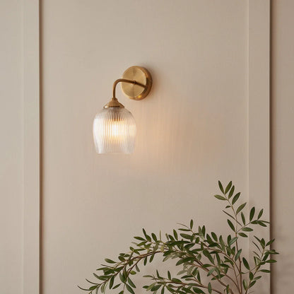 Ashcroft Ribbed Wall Light - Brushed Aged Brass