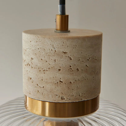 Travi Travertine Ribbed 1 Pendant Light - Natural