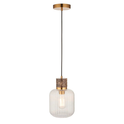 Travi Emperador Marble Ribbed 1 Pendant Light - Dark Brown