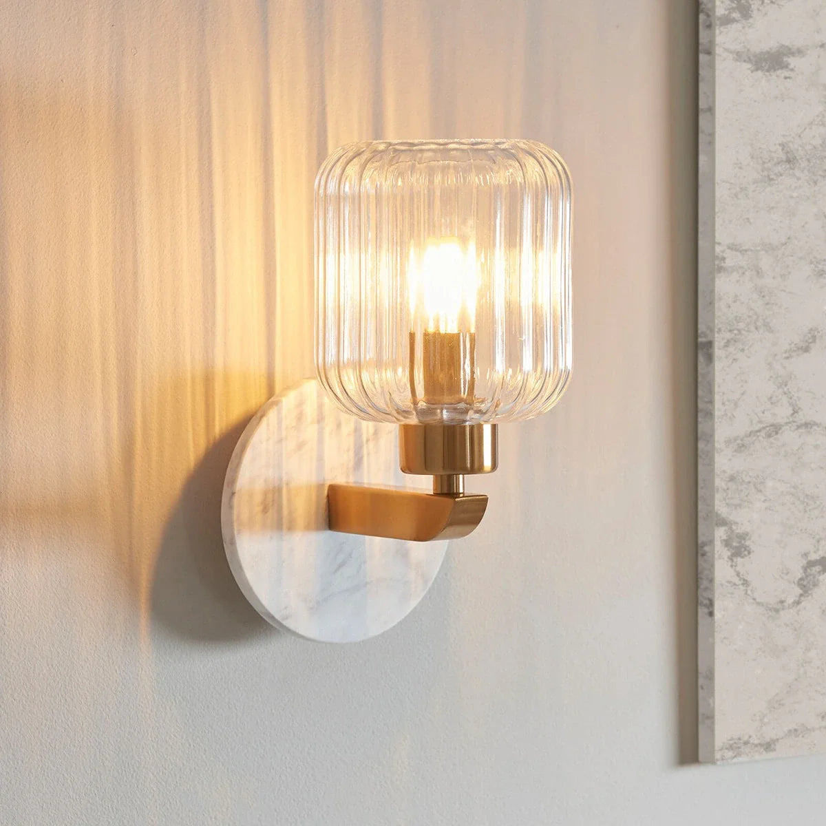 Travi Volakas Marble Ribbed Wall Light - White