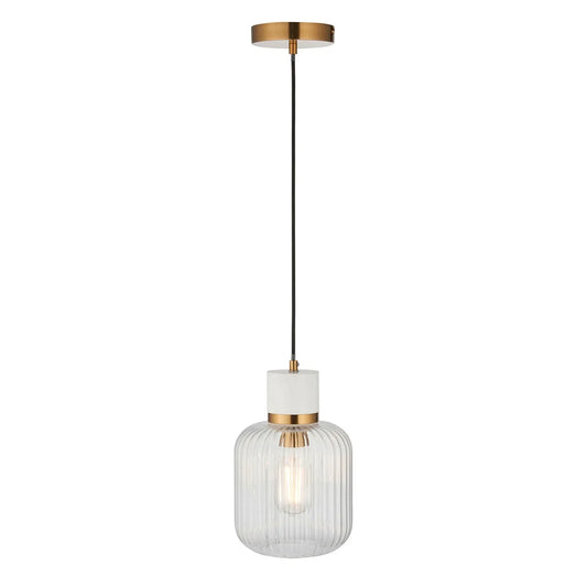 Travi Volakas Marble Ribbed 1 Pendant Light - White