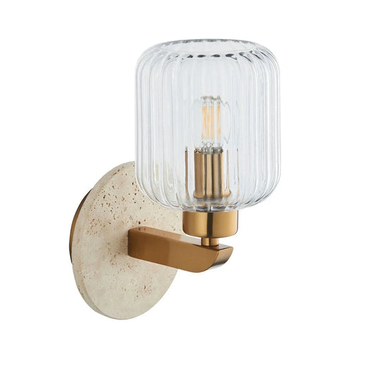 Travi Textured Marble Ribbed Wall Light - Beige