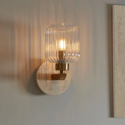 Travi Textured Marble Ribbed Wall Light - Beige