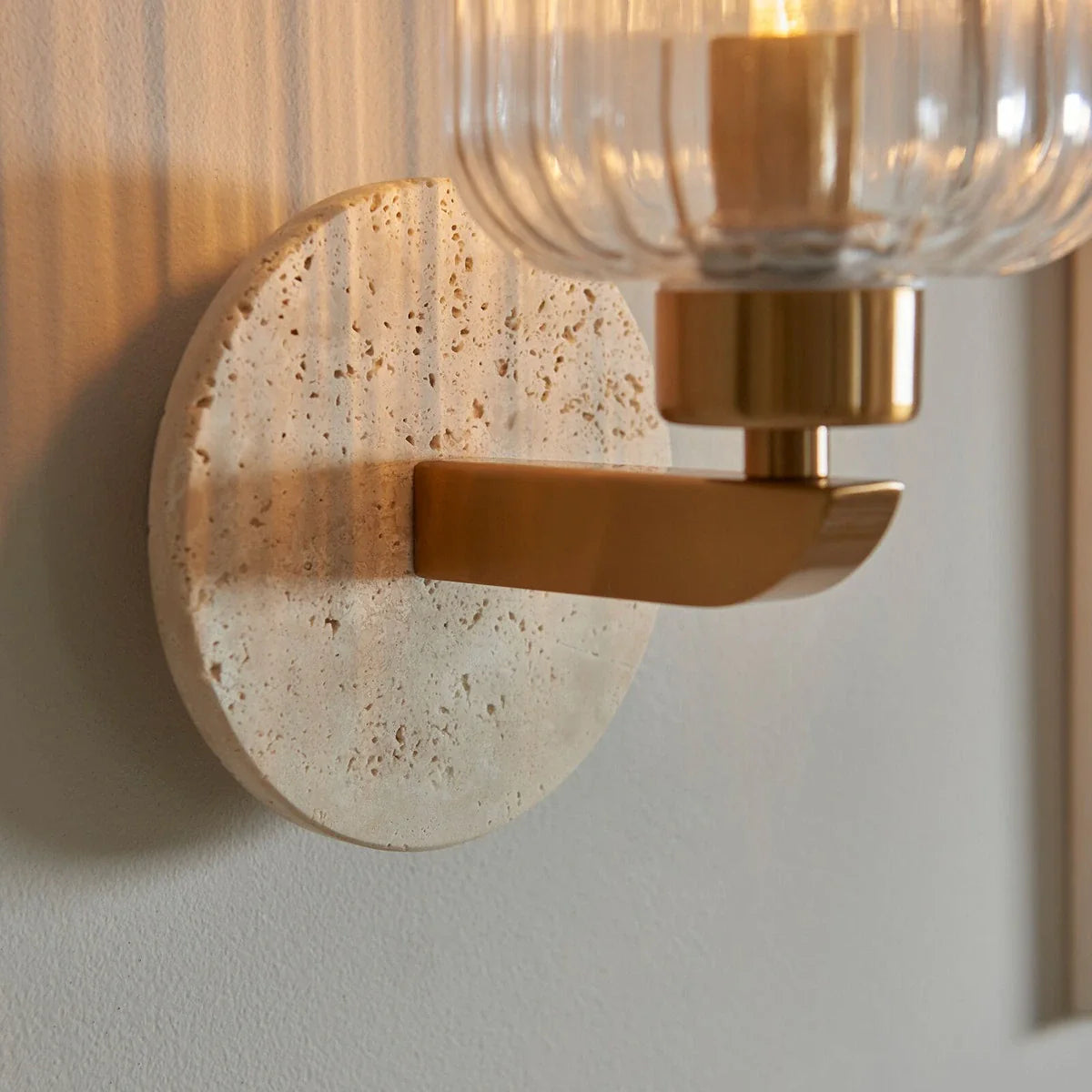 Travi Textured Marble Ribbed Wall Light - Beige