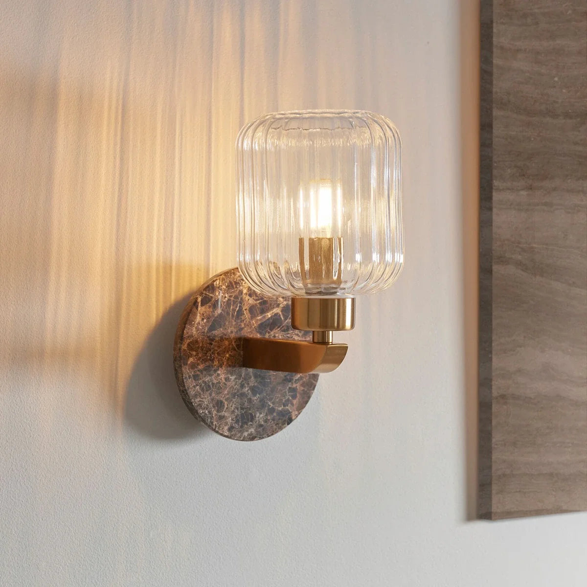 Travi Emperador Marble Ribbed Wall Light - Dark Brown