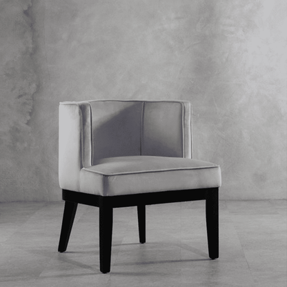 Daxi Rounded Velvet Chair - Light Grey