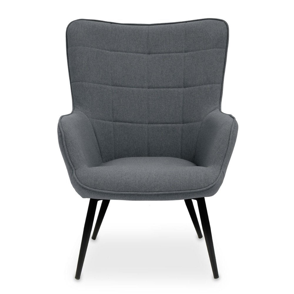 Scarlett Accent Chair - Grey Fabric & Black Legs