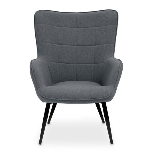 Scarlett Accent Chair - Grey Fabric & Black Legs