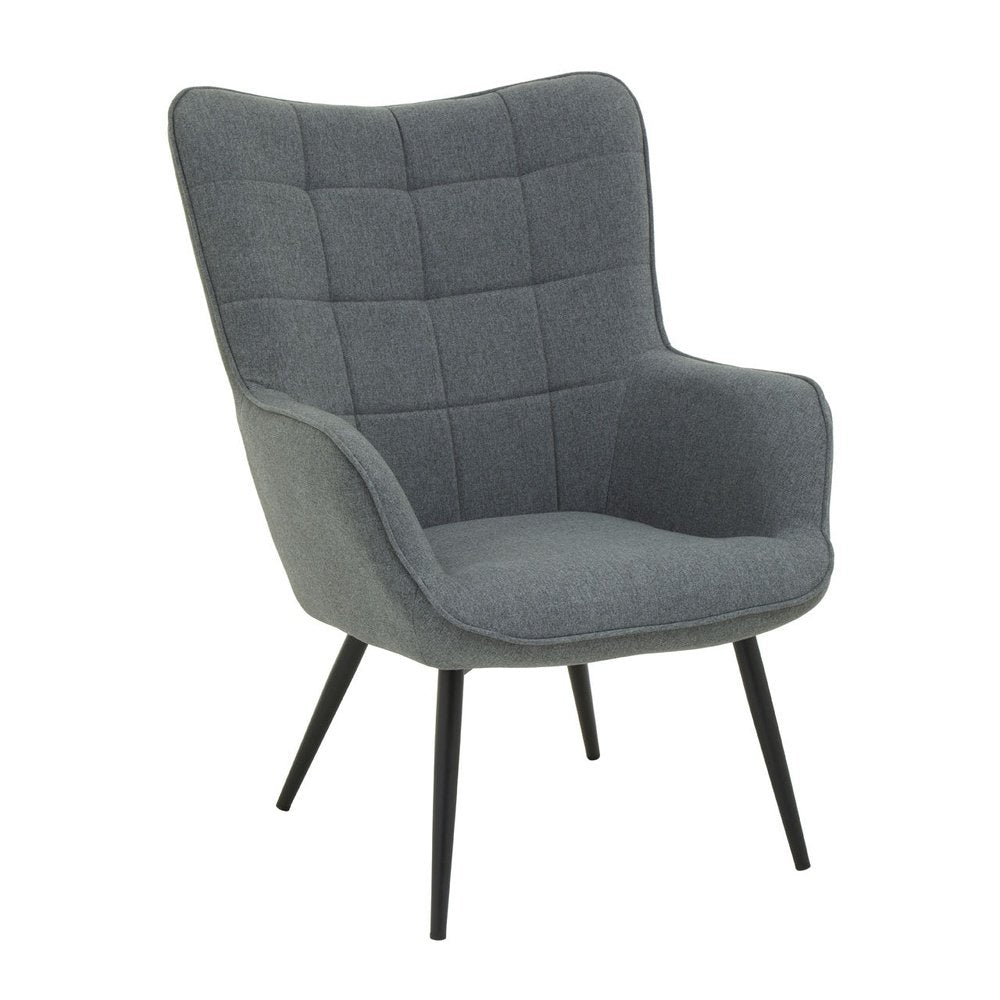 Scarlett Accent Chair - Grey Fabric & Black Legs