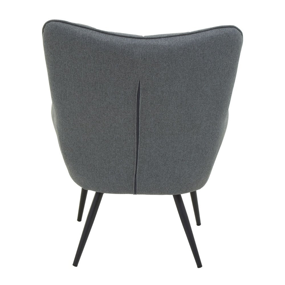 Scarlett Accent Chair - Grey Fabric & Black Legs