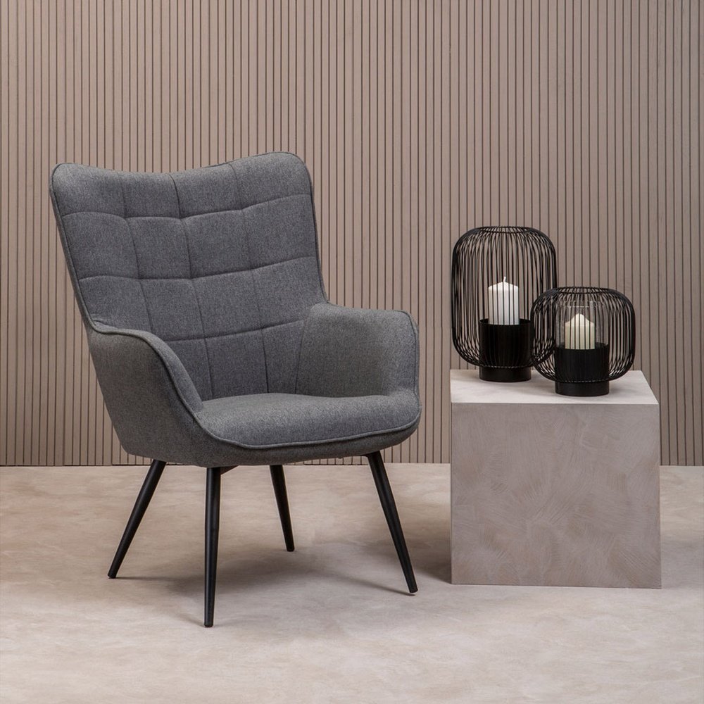 Scarlett Accent Chair - Grey Fabric & Black Legs