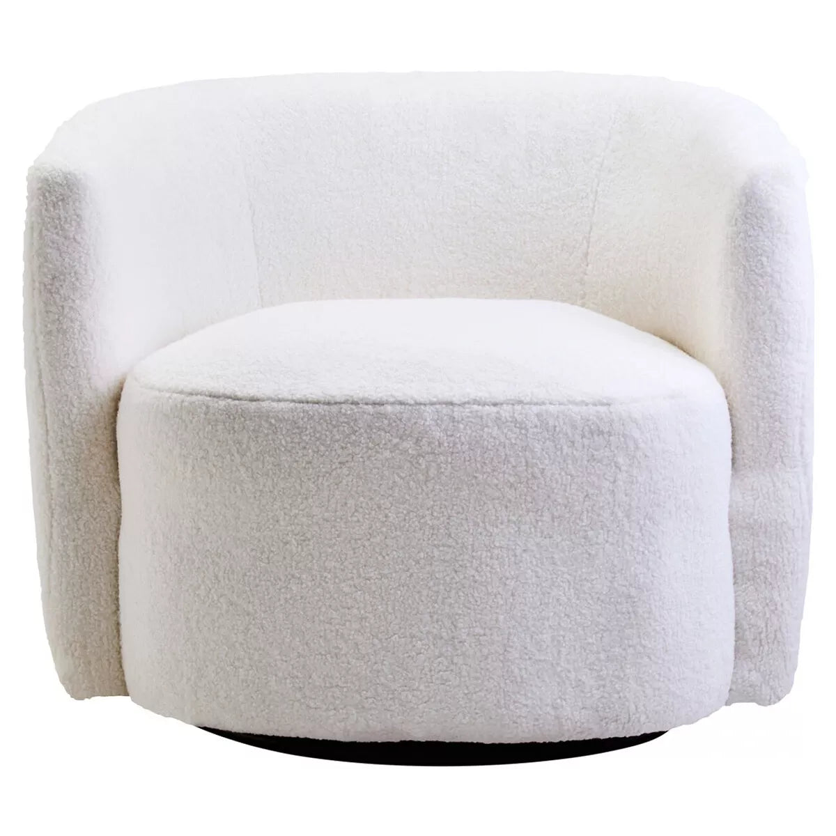 Montreal Boucle Effect Swivel Base Curved Lounge Chair - Ivory