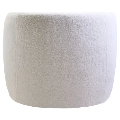 Montreal Boucle Effect Swivel Base Curved Lounge Chair - Ivory