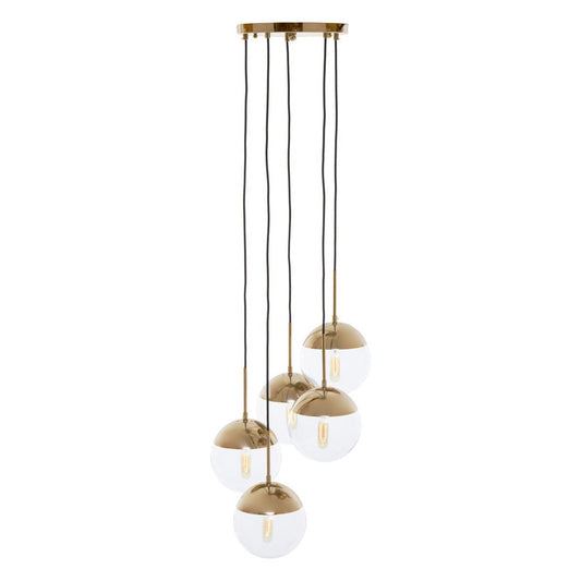 Soft Industrial Collection Reve Five Pendant Lights - Gold Finish