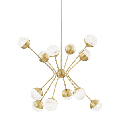 Saratoga 12 Light Chandelier - Aged Brass
