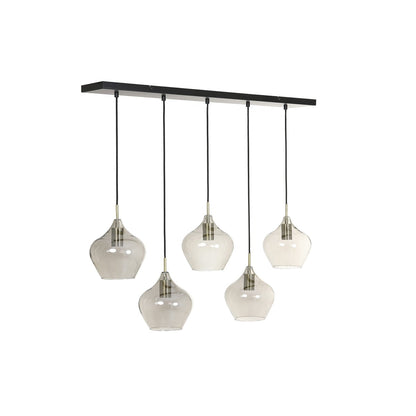 Rakel 5 Light Pendant Light - Antique Bronze & Smoked Glass
