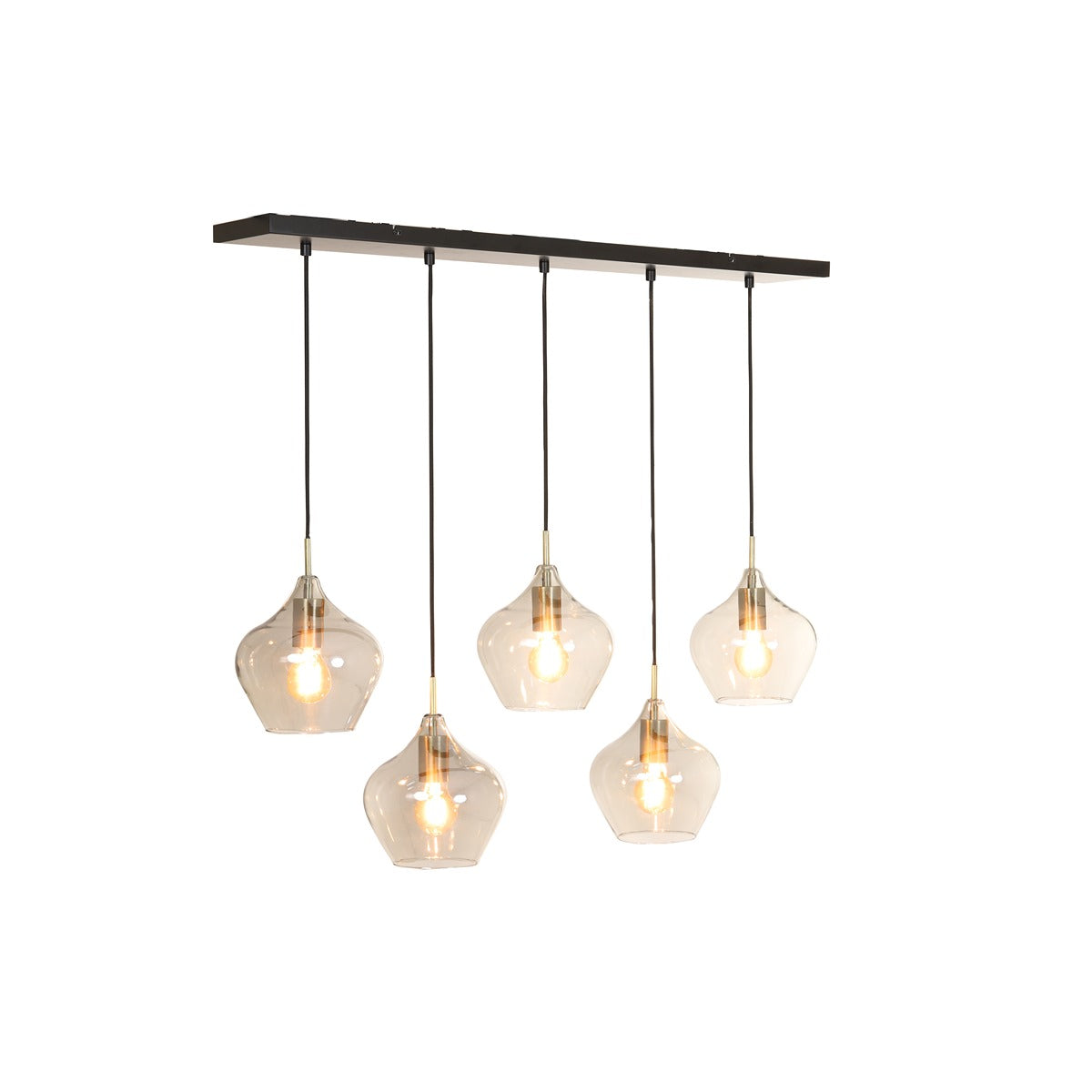 Rakel 5 Light Pendant Light - Antique Bronze & Smoked Glass