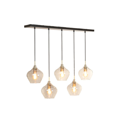 Rakel 5 Light Pendant Light - Antique Bronze & Smoked Glass