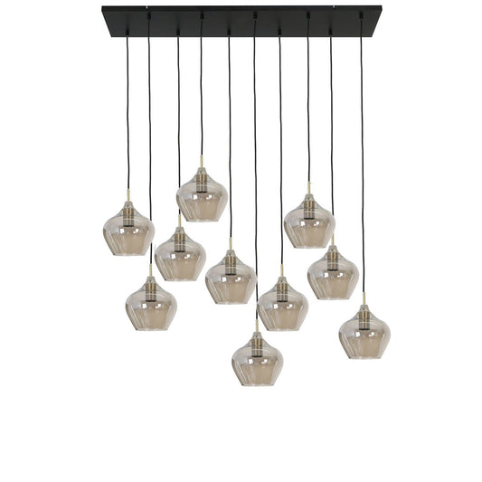 Rakel 10 Pendant Light - Antique Bronze & Smoked Glass